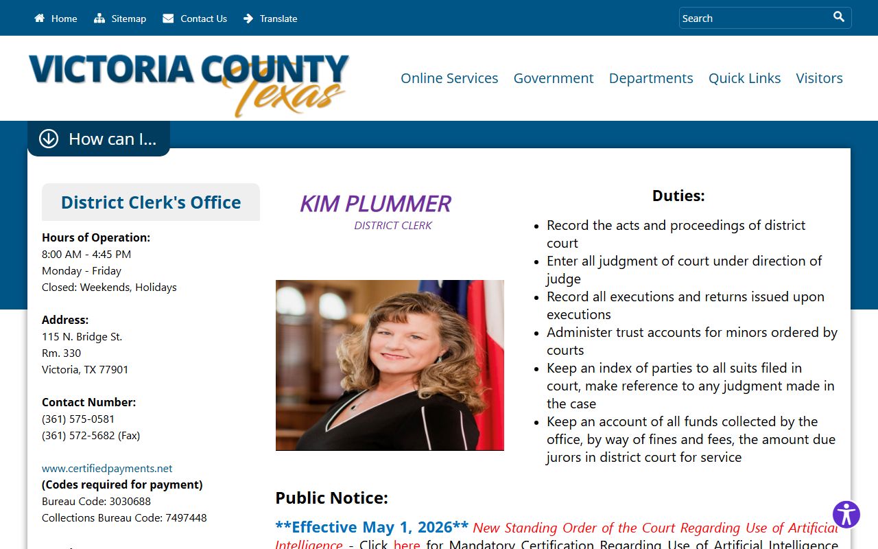 Victoria County District Clerk court records after jail arrest information
